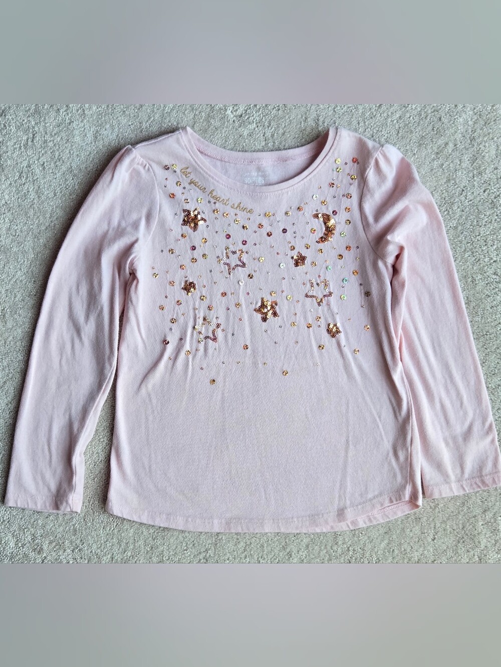 jumping beans Light Pink Long-Sleeve Tee with Sequin Stars & Moon Accents